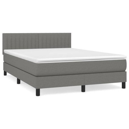 vidaXL Giroletto a Molle con Materasso Grigio Scuro 140x190 cm Tessuto