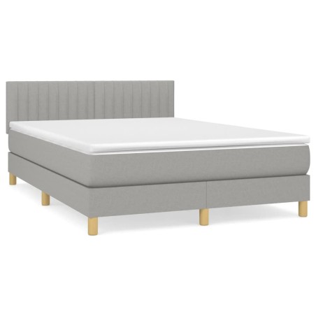 vidaXL Giroletto a Molle con Materasso Grigio Chiaro 140x190cm Tessuto