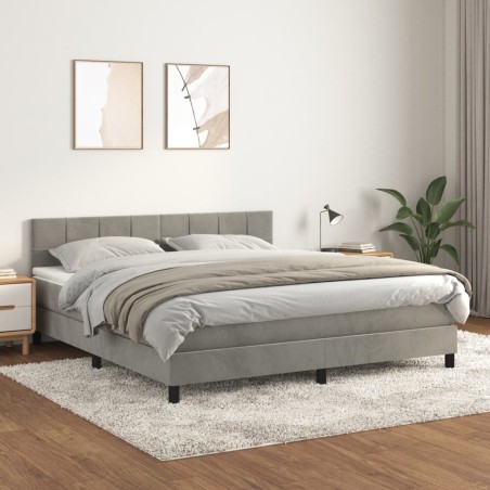 vidaXL Giroletto a Molle con Materasso Grigio Chiaro 160x200cm Velluto