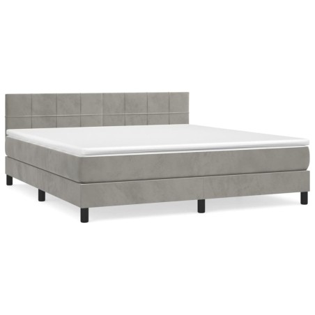 vidaXL Giroletto a Molle con Materasso Grigio Chiaro 160x200cm Velluto