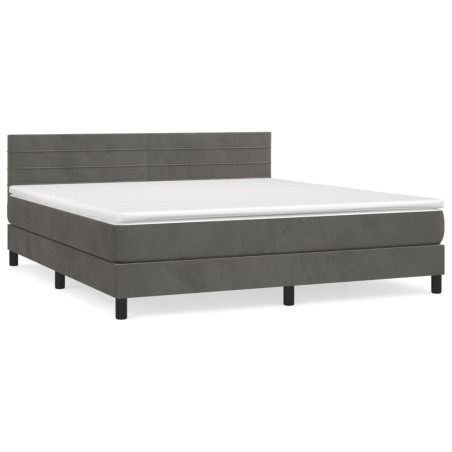 vidaXL Giroletto a Molle con Materasso Grigio Scuro 160x200 cm Velluto