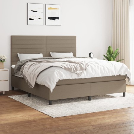 vidaXL Giroletto a Molle con Materasso Tortora 160x200 cm in Tessuto