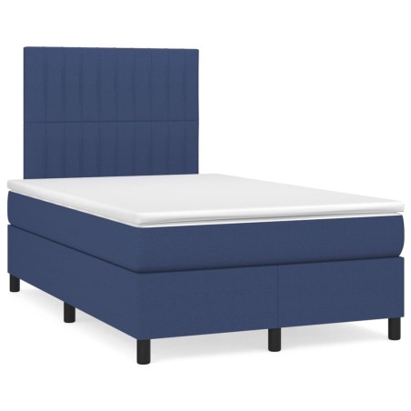 vidaXL Giroletto a Molle con Materasso Blu 120x200 cm in Tessuto