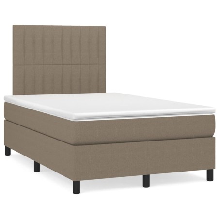 vidaXL Giroletto a Molle con Materasso Tortora 120x200 cm in Tessuto
