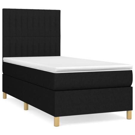 vidaXL Giroletto a Molle con Materasso Nero 100x200 cm in Tessuto