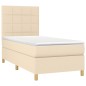 vidaXL Giroletto a Molle con Materasso Crema 90x200 cm inTessuto