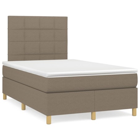 vidaXL Giroletto a Molle con Materasso Tortora 120x200 cm in Tessuto