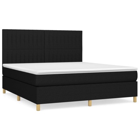vidaXL Giroletto a Molle con Materasso Nero 160x200 cm in Tessuto
