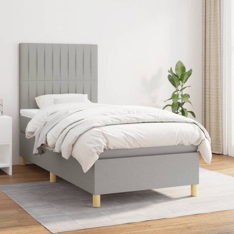vidaXL Giroletto a Molle con Materasso Grigio Chiaro 80x200 cm Tessuto