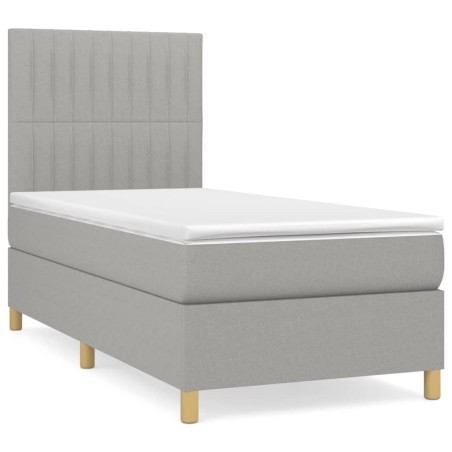 vidaXL Giroletto a Molle con Materasso Grigio Chiaro 80x200 cm Tessuto