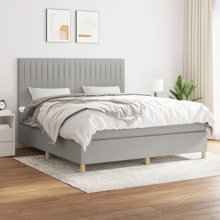 vidaXL Giroletto a Molle con Materasso Grigio Chiaro160x200 cm Tessuto