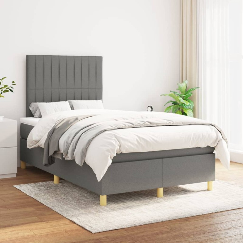vidaXL Giroletto a Molle con Materasso Grigio Scuro 120x200 cm Tessuto