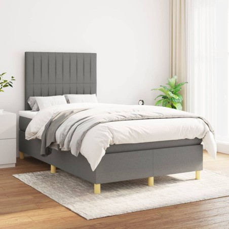 vidaXL Giroletto a Molle con Materasso Grigio Scuro 120x200 cm Tessuto
