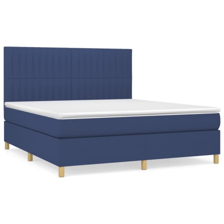 vidaXL Giroletto a Molle con Materasso Blu 160x200 cm in Tessuto