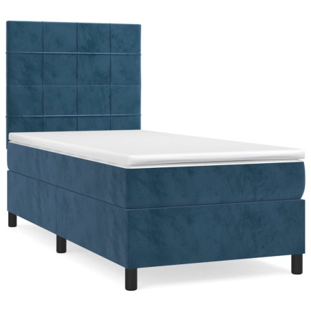 vidaXL Giroletto a Molle con Materasso Blu Scuro 80x200 cm in Velluto