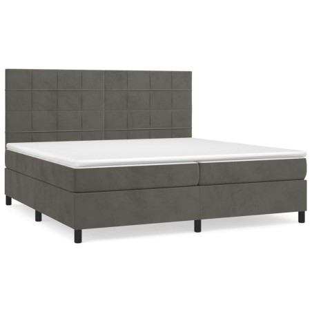 vidaXL Giroletto a Molle con Materasso Grigio Scuro 200x200 cm Velluto