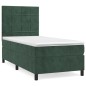 vidaXL Giroletto a Molle con Materasso Verde Scuro 90x200 cm Velluto