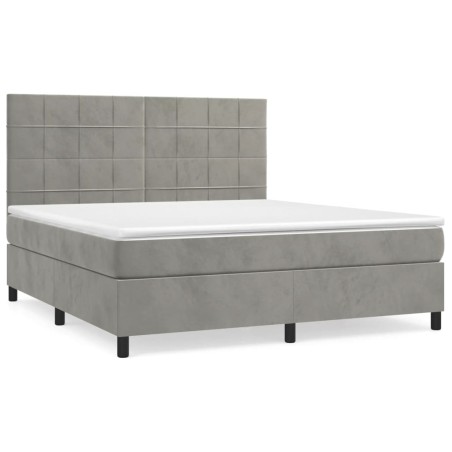 vidaXL Giroletto a Molle con Materasso Grigio Chiaro 160x200cm Velluto