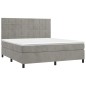 vidaXL Giroletto a Molle con Materasso Grigio Chiaro 160x200cm Velluto