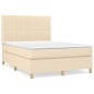 Giroletto a Molle con Materasso Crema 140x19 cm in Tessuto
