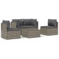 Set Divani da Giardino 5 pz con Cuscini in Polyrattan Grigio