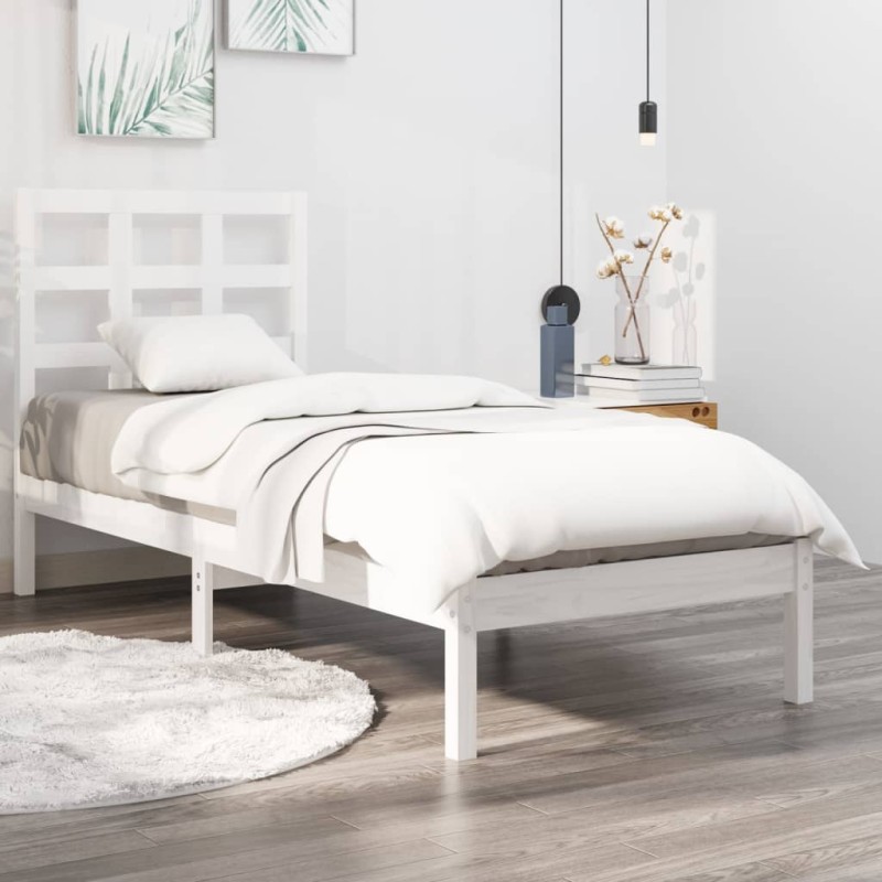 Giroletto Bianco in Legno Massello 75x190 cm Small Single Giroletto Bianco in Legno Massello 75x190 cm Small Single
