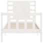 Giroletto con Testiera Bianco Single in Legno Massello Giroletto con Testiera Bianco Single in Legno Massello