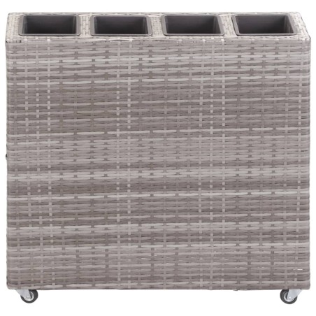 Letto Rialzato con 4 Vasi 80x22x79 cm in Polyrattan Grigio