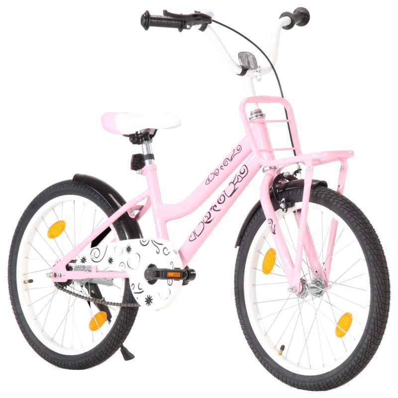 Bici per Bambini con Trasportino Frontale 20'' Rosa e Nera Bici per Bambini con Trasportino Frontale 20'' Rosa e Nera