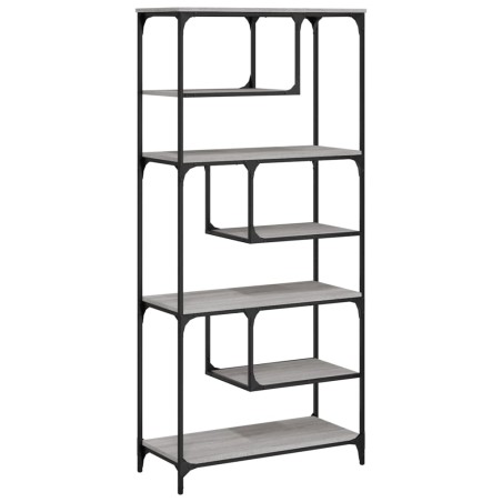Libreria Grigio Sonoma 81x36x176 cm in Legno Multistrato