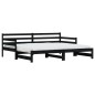 Divano Letto con Letto Estraibile Nero 90x190cm Massello Pino Divano Letto con Letto Estraibile Nero 90x190cm Massello Pino