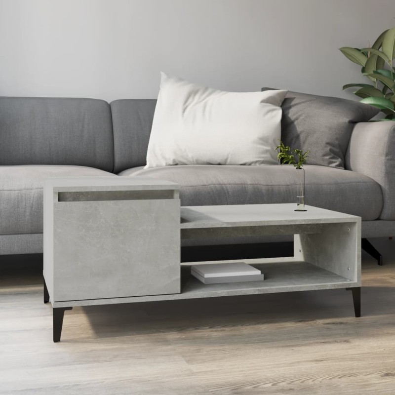 Tavolino Salotto Grigio Cemento 100x50x45 cm Legno Multistrato Tavolino Salotto Grigio Cemento 100x50x45 cm Legno Multistrato