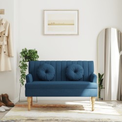 Panca con Cuscini Blu 113x64,5x75,5 cm in Tessuto