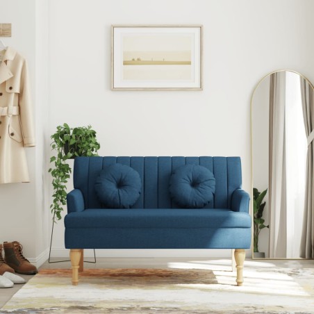 Panca con Cuscini Blu 113x64,5x75,5 cm in Tessuto