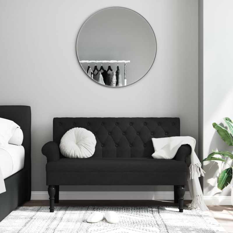 Panca con Schienale Nera 120x62x75,5 cm in Tessuto Panca con Schienale Nera 120x62x75,5 cm in Tessuto