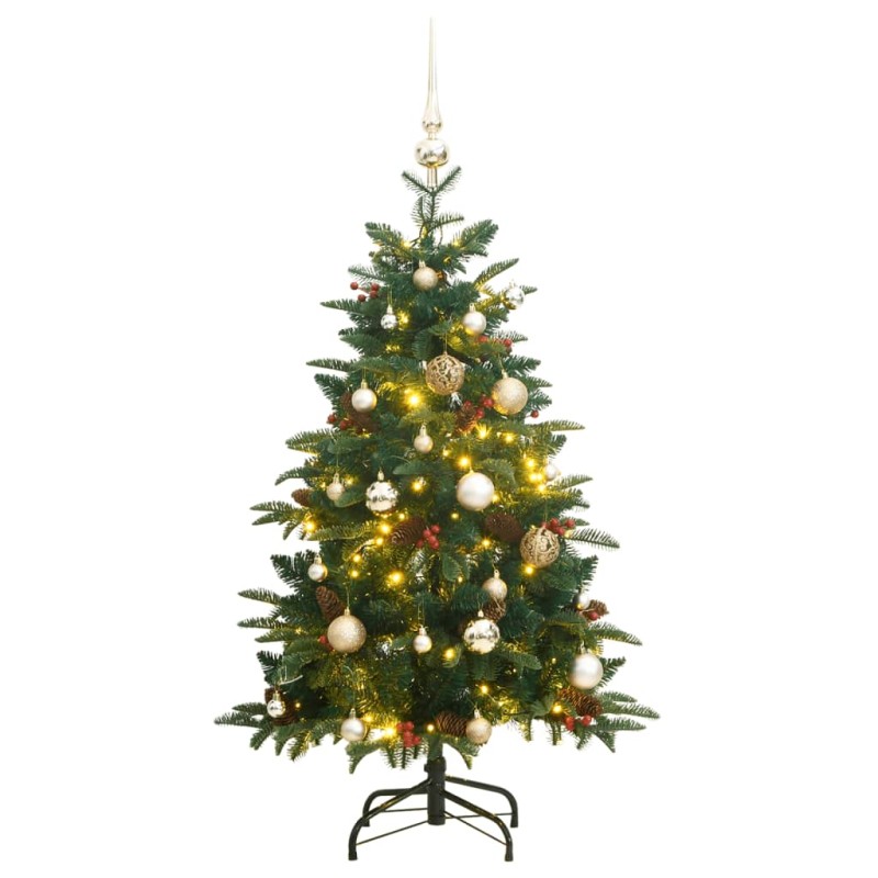 Albero Natale Incernierato con 150 LED e Palline 120 cm
