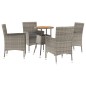vidaXL Set Bistrò da Giardino 5 pz con Cuscini in Polyrattan Grigio