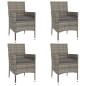 vidaXL Set Bistrò da Giardino 5 pz con Cuscini in Polyrattan Grigio