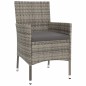 vidaXL Set Bistrò da Giardino 5 pz con Cuscini in Polyrattan Grigio