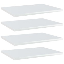 vidaXL Ripiani per Libreria 4 pz Bianco Lucido 40x30x1,5cm Multistrato
