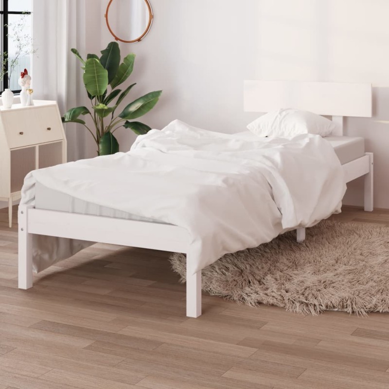vidaXL Giroletto Bianco in Legno Massello di Pino 90x200 cm vidaXL Giroletto Bianco in Legno Massello di Pino 90x200 cm