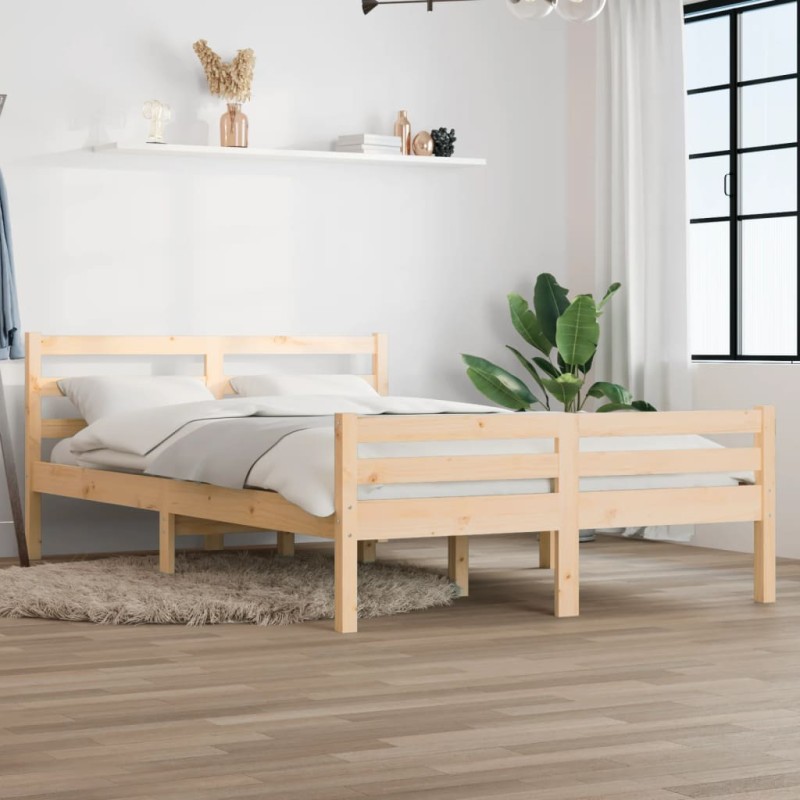 vidaXL Giroletto senza Materasso Ambrato in Legno Massello 140x200 cm vidaXL Giroletto senza Materasso Ambrato in Legno Massello 140x200 cm
