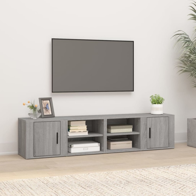 Mobili TV 2 pz Grigio Sonoma 80x31,5x36 cm Legno Multistrato Mobili TV 2 pz Grigio Sonoma 80x31,5x36 cm Legno Multistrato
