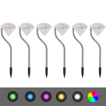 vidaXL Luci LED da Giardino ad Energia Solare 6 pezzi 9x7,8x29,5 cm