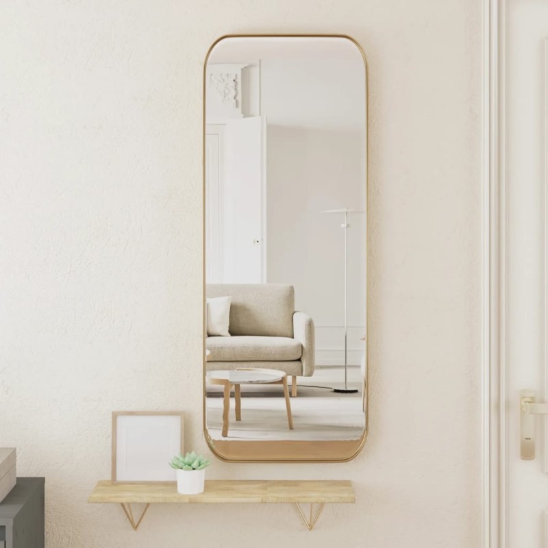 Specchio da Parete Dorato 30x80 cm Rettangolare