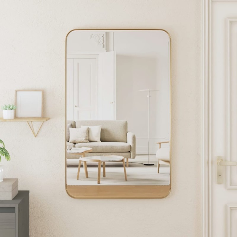 Specchio da Parete Dorato 50x80 cm Rettangolare
