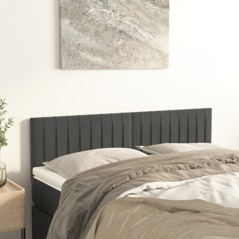 Testiere 2 pz Grigio Scuro 72x5x78/88 cm in Velluto Testiere 2 pz Grigio Scuro 72x5x78/88 cm in Velluto