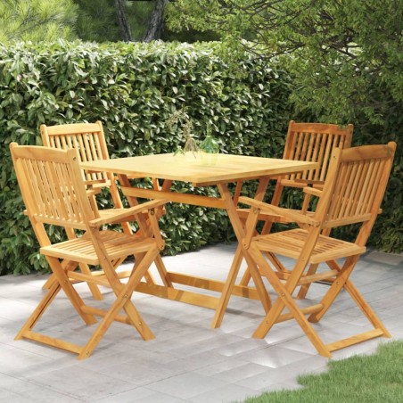 Set da Pranzo da Giardino 5 pz Pieghevole in Massello di Acacia