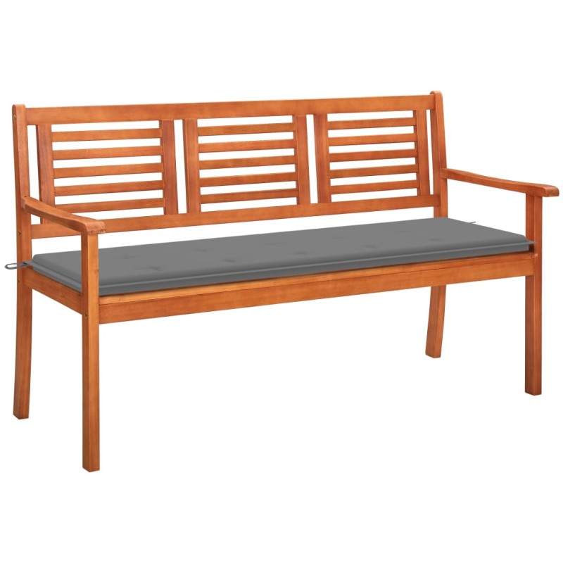 Panchina da Giardino 3 Posti e Cuscino 150cm Massello Eucalipto Panchina da Giardino 3 Posti e Cuscino 150cm Massello Eucalipto