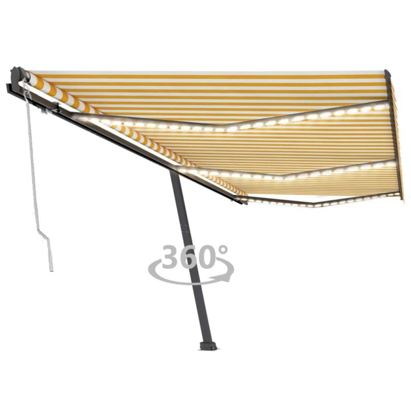 vidaXL Tenda Automatica con Sensore Vento LED 600x300 cm Gialla Bianca vidaXL Tenda Automatica con Sensore Vento LED 600x300 cm Gialla Bianca